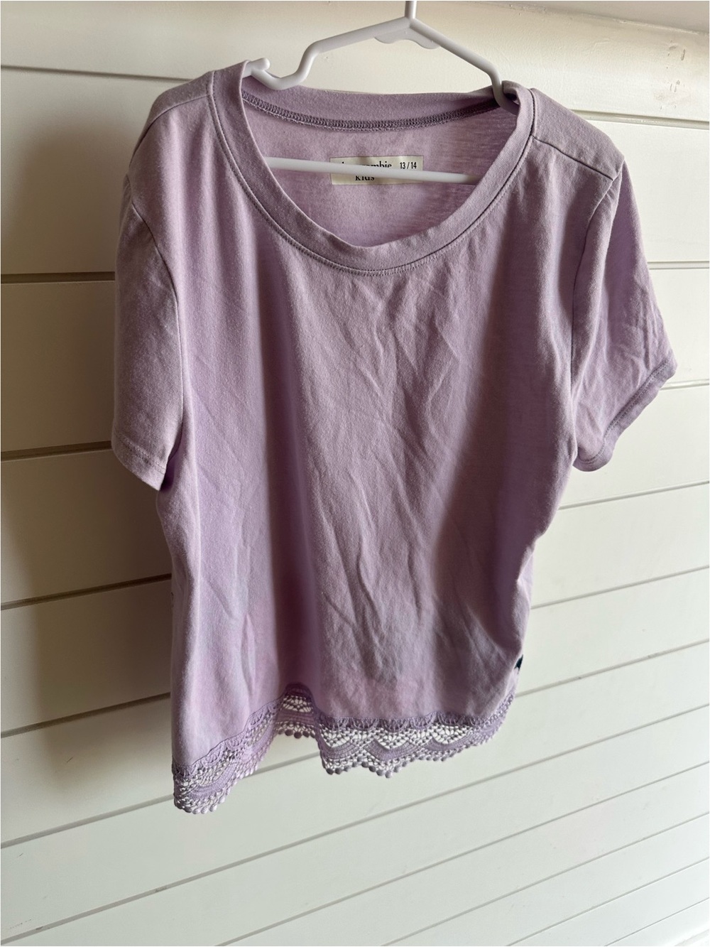abercrombie kids Lavender Short Sleeve Tee with Lace Hem